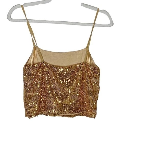 Free People ta da gold sequined top. Size L - Picture 4 of 7